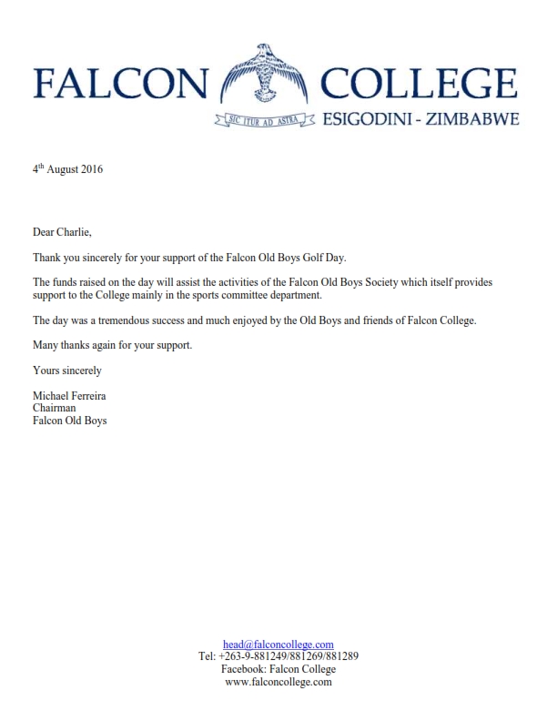sponsor thank you letter